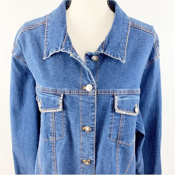 Maggie Sweet Women’s Crystal‎ Embellished Denim Jacket 3X - Picture 4 of 8